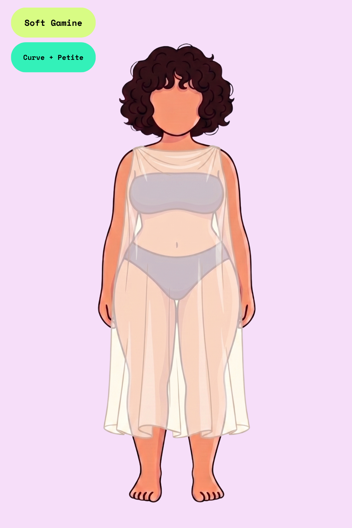 Imaginary fabric drape for Soft Gamine